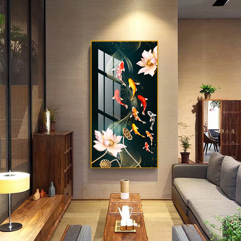 Serene Flow: Koi Elegance in Crystal Porcelain