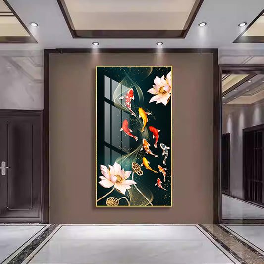 Serene Flow: Koi Elegance in Crystal Porcelain