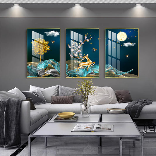 Gleaming 3 Pcs Crystal Porcelain wall Art