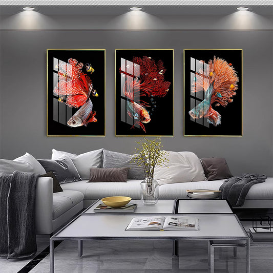 Luminous 3 Pcs Crystal Porcelain wall Art