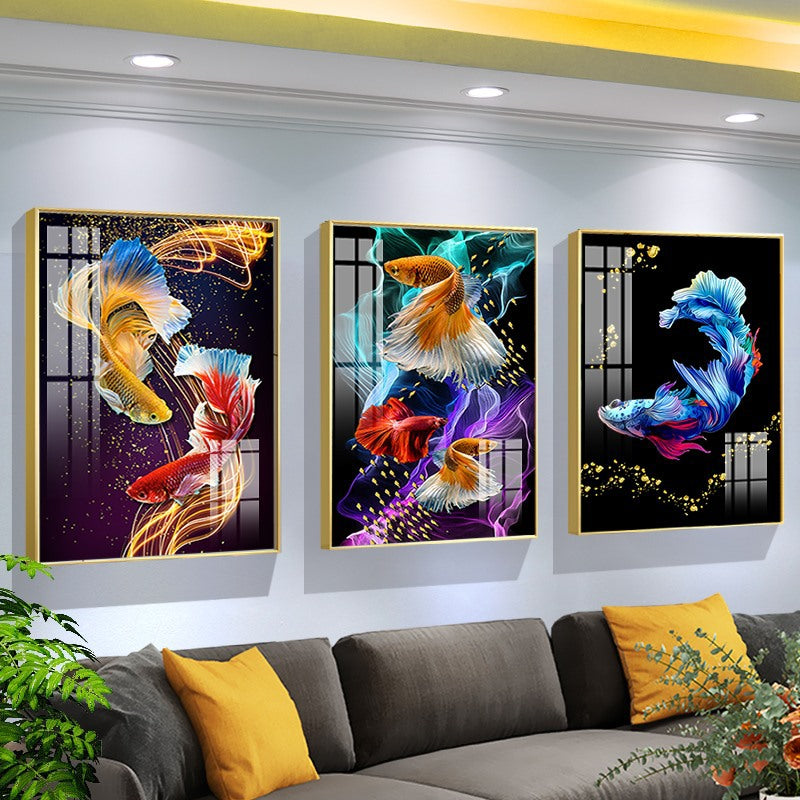 Magnificant 3 Pcs Crystal Porcelain wall Art
