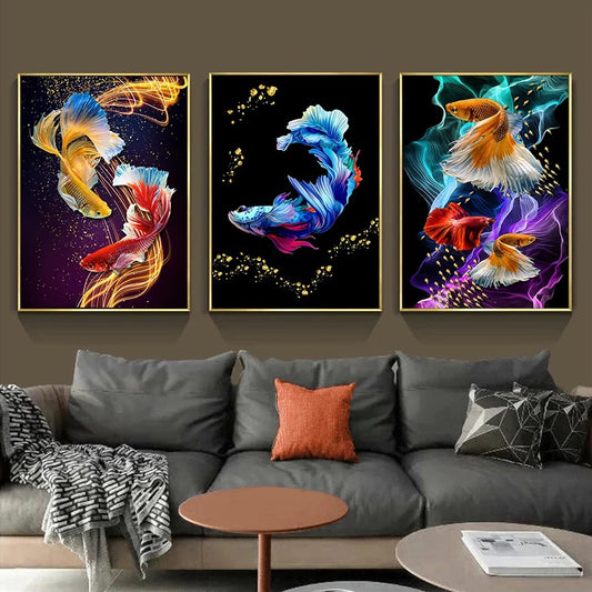 Magnificant 3 Pcs Crystal Porcelain wall Art